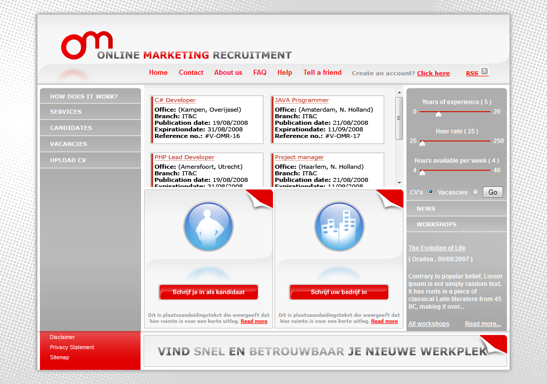 Online marketing recruitment