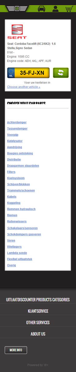 Categorie selecteren mobiel