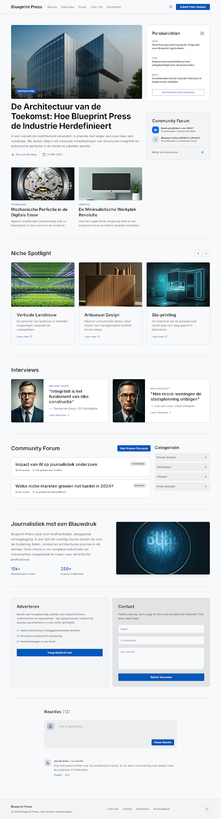 Advertorial website met forum functie